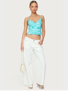 NWT Women’s petite Edikted white baggy jeans size small petite